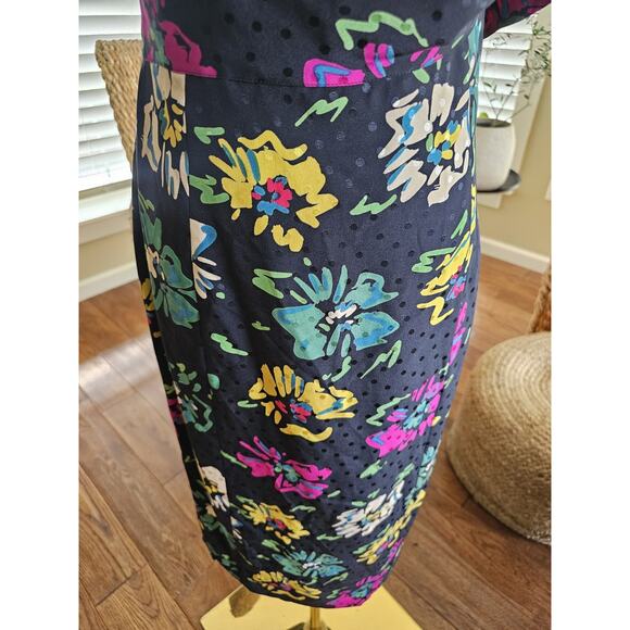 Emanuel Ungaro 80's Vintage Silk Floral Dress Women's Size 10 Made in Italy - Picture 6 of 16